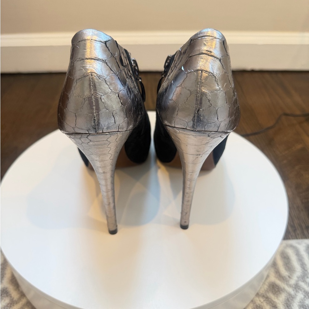 Suede Python Alexandre Birman Black Zip Ankle Boo… - image 2